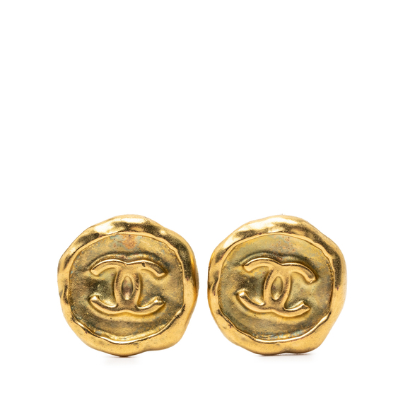 Pre-Loved Chanel CC Gold Plated Round Clip On Earrings